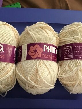 Phildar Discretion Cream Heather Yarn - 3 full skeins, made in France